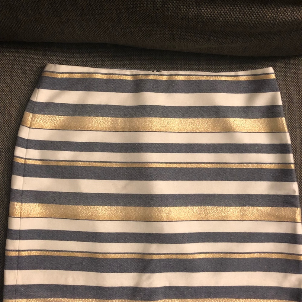 JCREW gold white blue skirt!